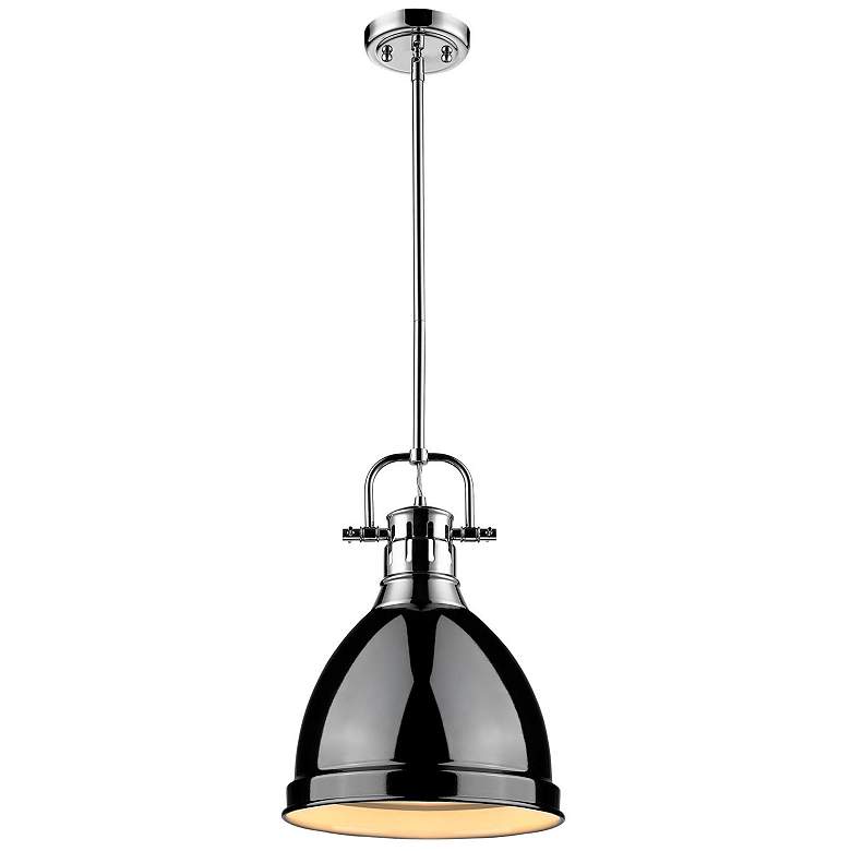 Image 1 Duncan 8 7/8" Wide Chrome 1-Light Mini Pendant with Black Shade