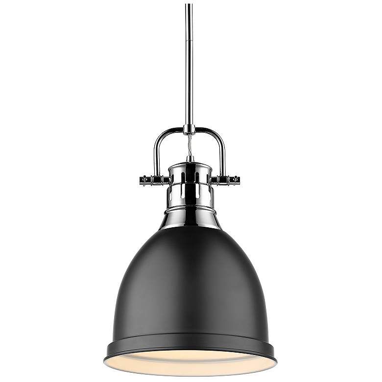 Image 1 Duncan 8 7/8 inch Wide Chrome 1-Light Mini Pendant with Matte Black Shade