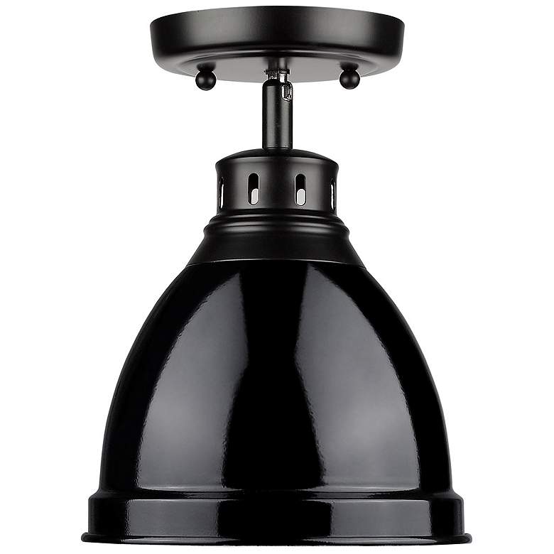 Image 2 Duncan 8 7/8" Wide Matte Black 1-Light Flush Mount With Black Shade more views