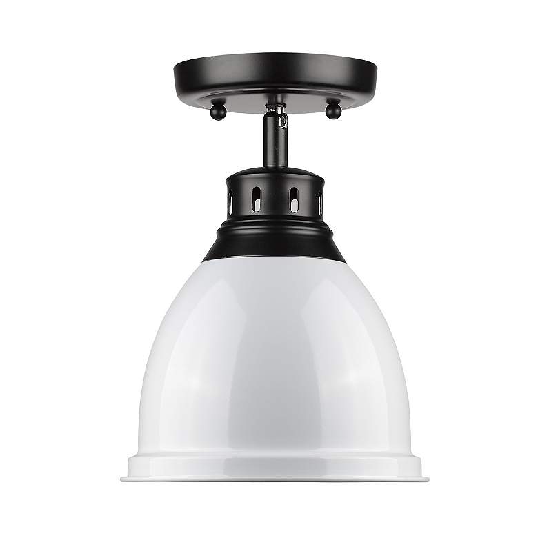 Image 2 Duncan 8 7/8" Wide Matte Black 1-Light Flush Mount With White Shade more views