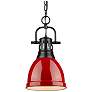 Duncan 8 7/8" Wide Matte Black 1-Light Mini Pendant with Red Shade