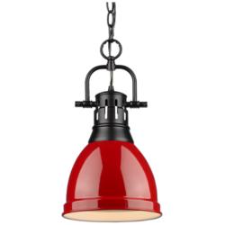 Duncan 8 7/8&quot; Wide Matte Black 1-Light Mini Pendant with Red Shade