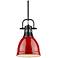 Duncan 8 7/8" Wide Matte Black 1-Light Mini Pendant with Red Shade