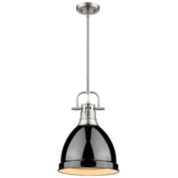 Duncan 8 7/8&quot; Wide Pewter 1-Light Mini Pendant with Black Shade