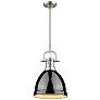 Duncan 8 7/8" Wide Pewter 1-Light Mini Pendant with Black Shade
