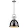 Duncan 8 7/8" Wide Pewter 1-Light Mini Pendant with Black Shade