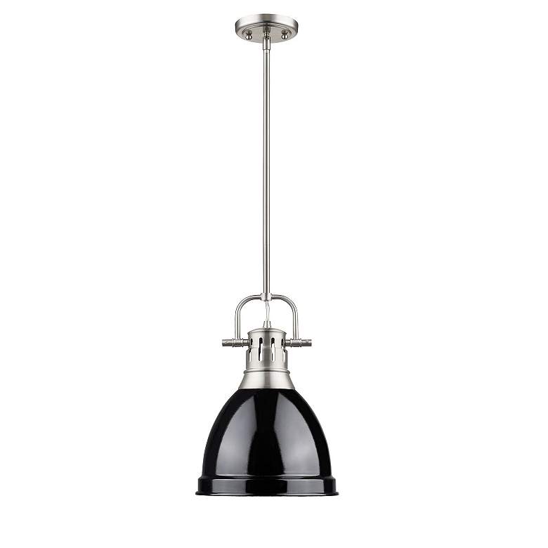 Image 2 Duncan 8 7/8" Wide Pewter 1-Light Mini Pendant with Black Shade more views