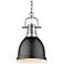 Duncan 8 7/8" Wide Pewter 1-Light Mini Pendant with Matte Black Shade