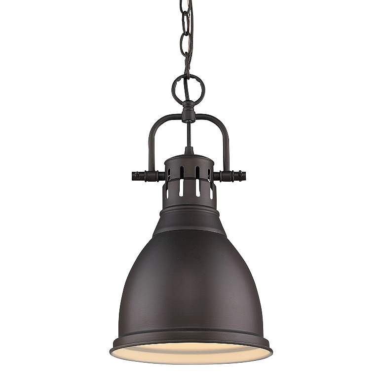 Image 1 Duncan 8 7/8" Wide Rubbed Bronze Mini Pendant with Rubbed Bronze Shade