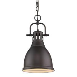 Duncan 8 7/8&quot; Wide Rubbed Bronze Mini Pendant with Rubbed Bronze Shade