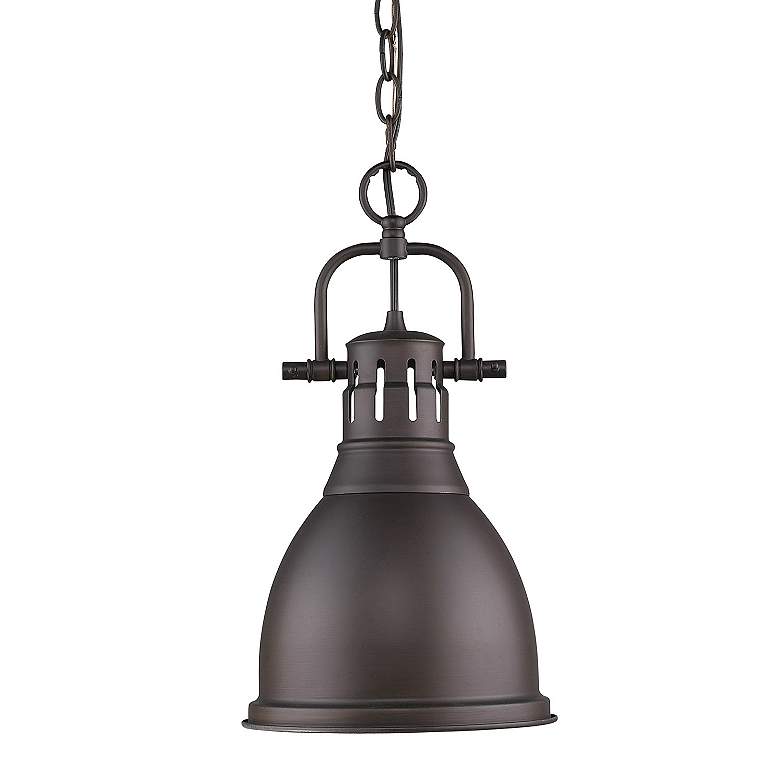Image 3 Duncan 8 7/8" Wide Rubbed Bronze Mini Pendant with Rubbed Bronze Shade more views