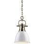Duncan 8 7/8" Wide Small Pendant with Chain in Aged Brass with White