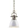 1_Duncan 8 7/8" Wide Small Pendant with Chain in Aged Brass with White