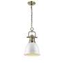 2_Duncan 8 7/8" Wide Small Pendant with Chain in Aged Brass with White more views