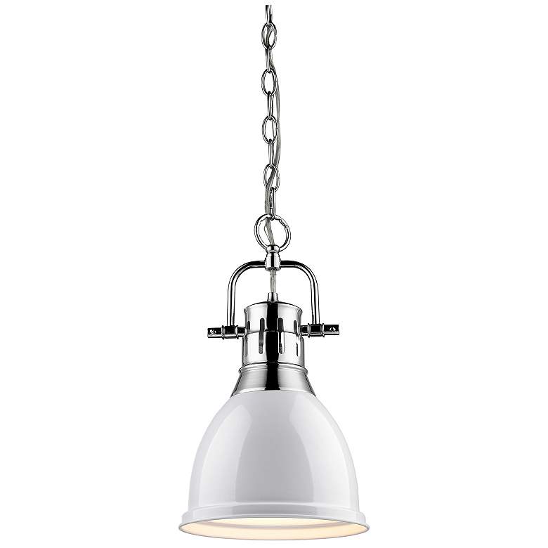 Image 1 Duncan 8 7/8 inch Wide Small Pendant with Chain in Chrome with White
