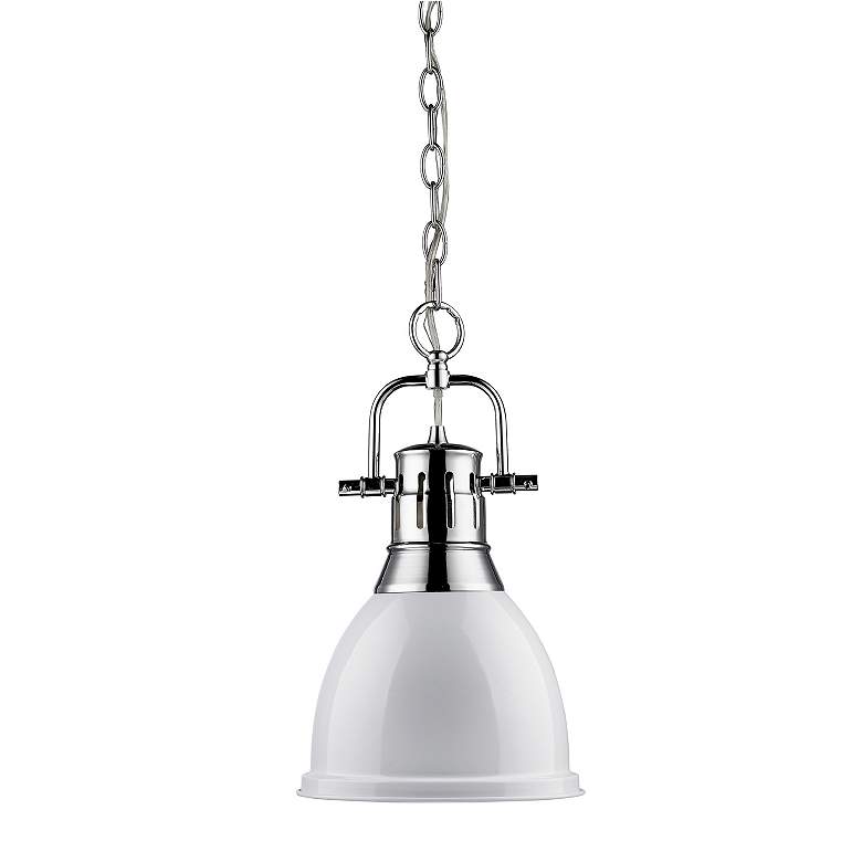 Image 2 Duncan 8 7/8" Wide Small Pendant with Chain in Chrome with White more views