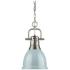 Duncan 8 7/8" Wide Small Pendant with Chain in Pewter with Seafoam