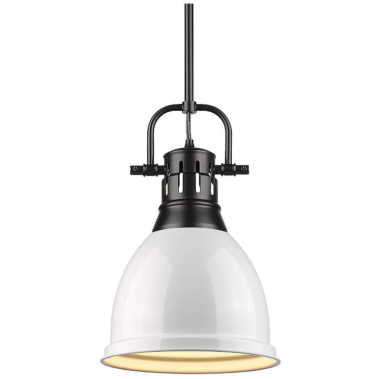 Image 1 Duncan 8 7/8" Wide Small Pendant with Rod in Matte Black with White