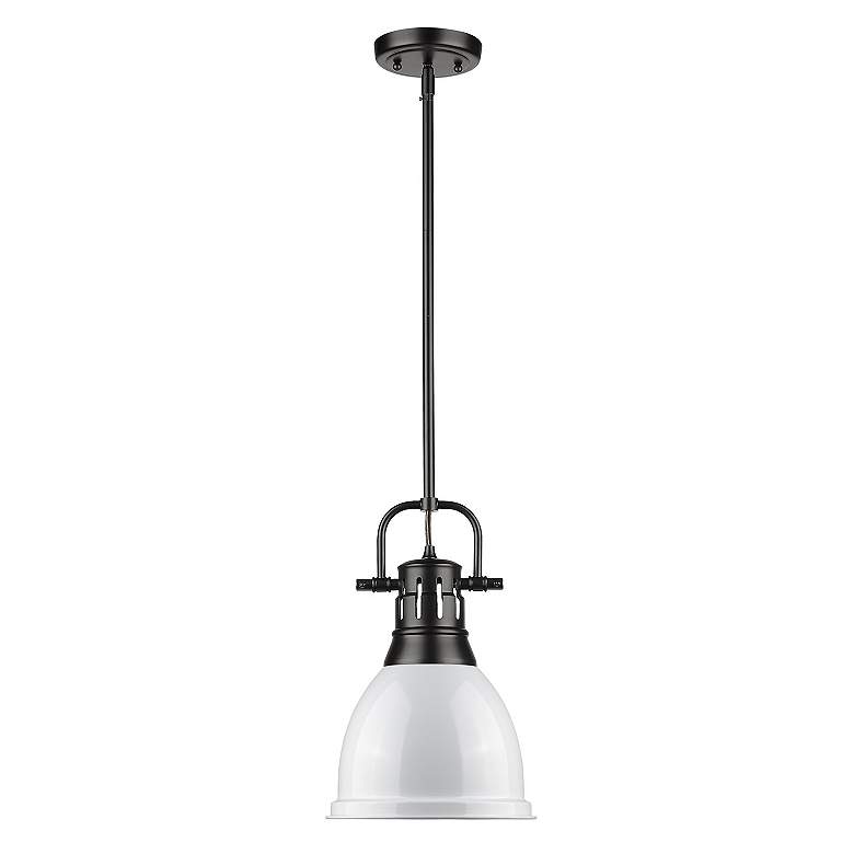 Image 2 Duncan 8 7/8" Wide Small Pendant with Rod in Matte Black with White more views