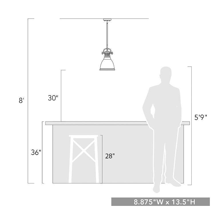 Image 3 Duncan 8 7/8" Wide Small Pendant with Rod in Matte Black with White more views