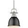 Duncan 8 7/8" Wide Small Pendant with Rod in Pewter with Matte Black