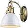 Duncan 8 1/2" High Aged Brass Wall Sconce with White Shade