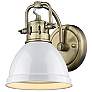 2_Duncan 8 1/2" High Aged Brass Wall Sconce with White Shade more views