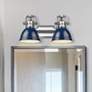 1_Duncan 8 1/2" High Chrome and Navy Blue 2-Light Wall Sconce