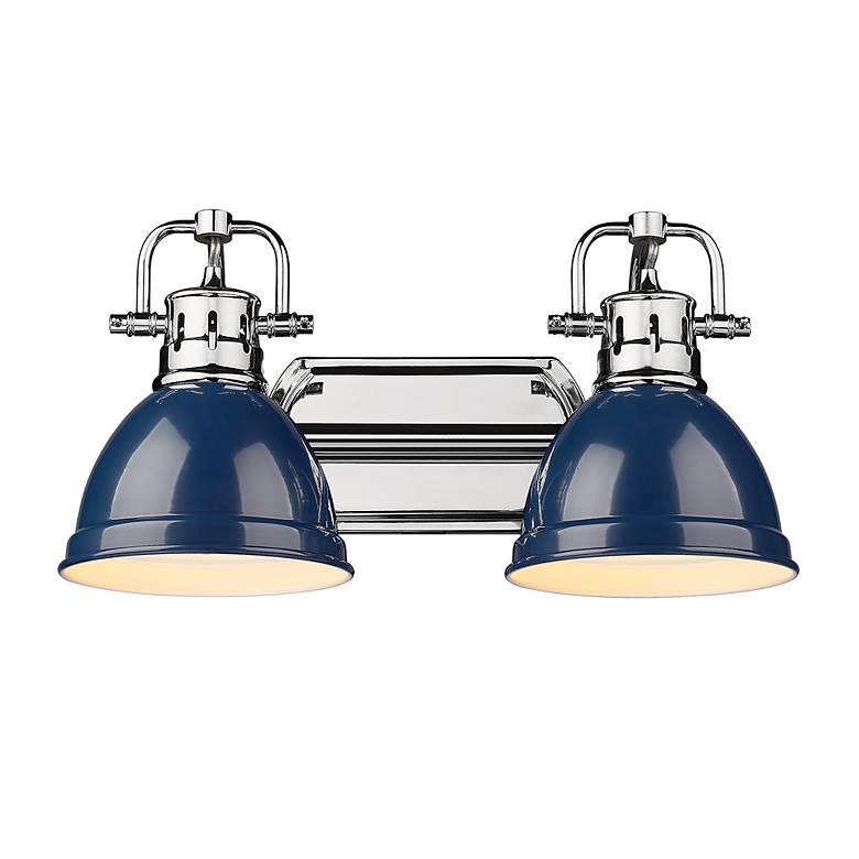 Image 3 Duncan 8 1/2" High Chrome and Navy Blue 2-Light Wall Sconce more views