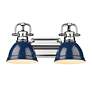3_Duncan 8 1/2" High Chrome and Navy Blue 2-Light Wall Sconce more views