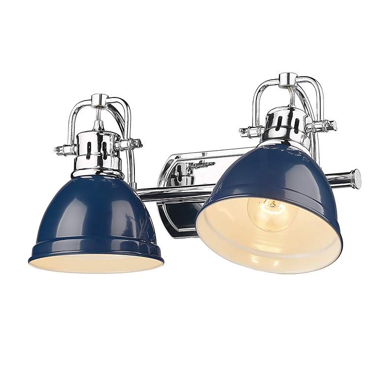 Image 4 Duncan 8 1/2" High Chrome and Navy Blue 2-Light Wall Sconce more views