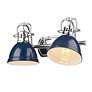 4_Duncan 8 1/2" High Chrome and Navy Blue 2-Light Wall Sconce more views