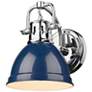1_Duncan 8 1/2" High Chrome and Navy Blue Wall Sconce