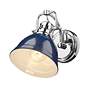 3_Duncan 8 1/2" High Chrome and Navy Blue Wall Sconce more views
