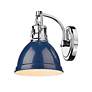 4_Duncan 8 1/2" High Chrome and Navy Blue Wall Sconce more views