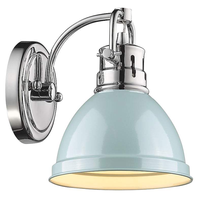 Image 1 Duncan 8 1/2" High Chrome Wall Sconce with Seafoam Shade