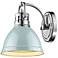 Duncan 8 1/2" High Chrome Wall Sconce with Seafoam Shade