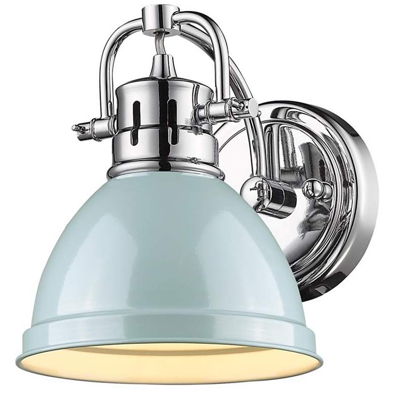 Image 3 Duncan 8 1/2" High Chrome Wall Sconce with Seafoam Shade more views