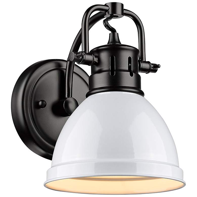 Image 1 Duncan 8 1/2" High Matte Black and White Wall Sconce