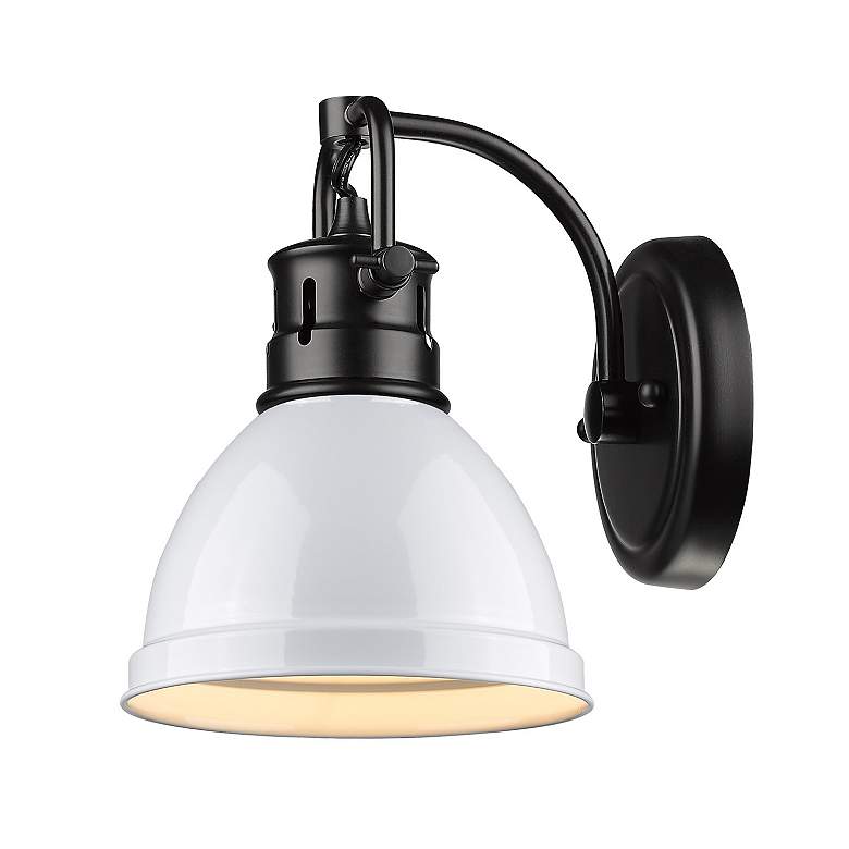 Image 2 Duncan 8 1/2" High Matte Black and White Wall Sconce more views