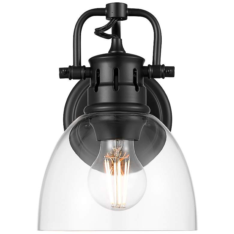 Image 1 Duncan 8 1/2" High Matte Black Wall Sconce with Clear Glass