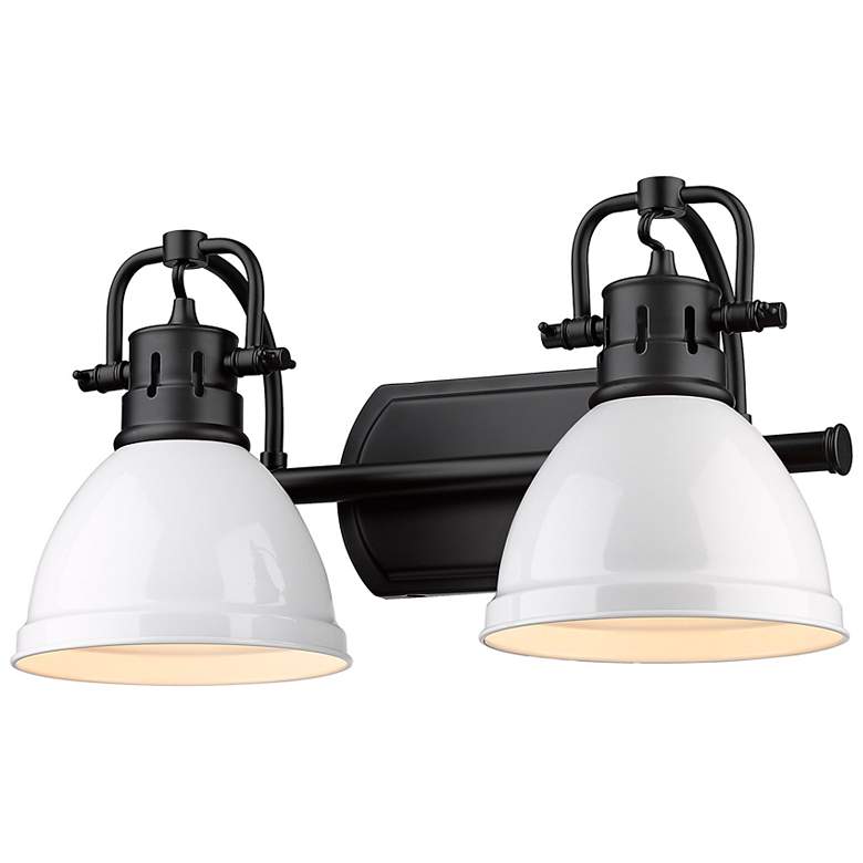 Image 1 Duncan 8 1/2" High Matte Black White 2-Light Wall Sconce