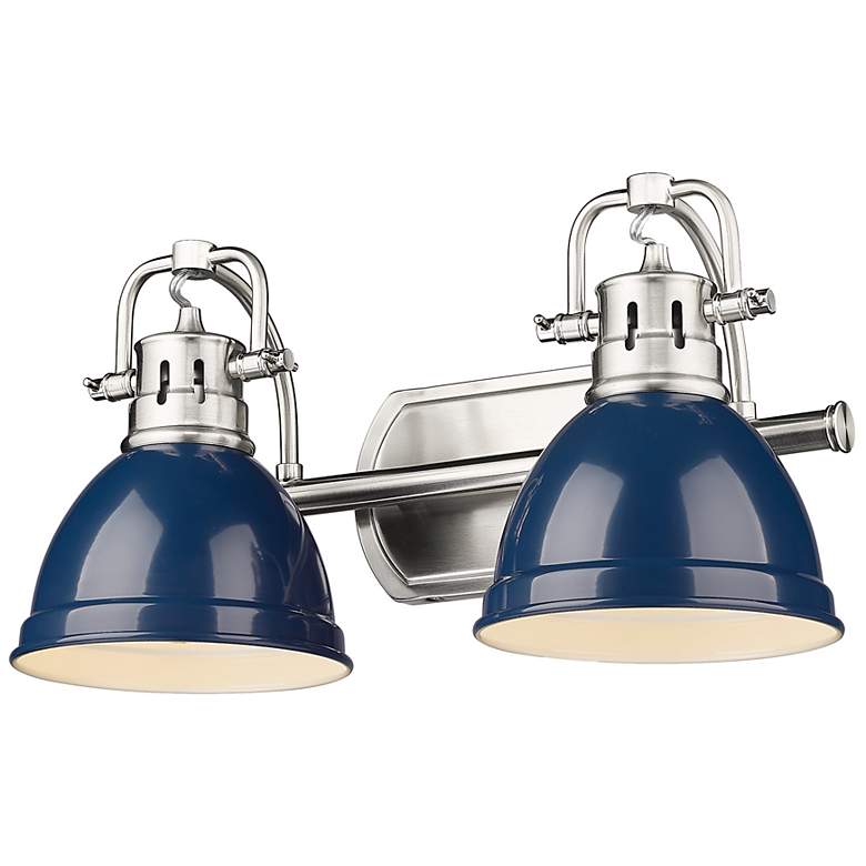 Image 2 Duncan 8 1/2" High Pewter and Navy Blue 2-Light Wall Sconce