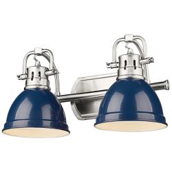 Duncan 8 1/2" High Pewter and Navy Blue 2-Light Wall Sconce
