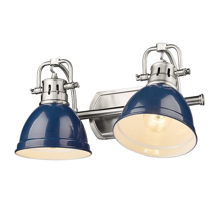 Image 4 Duncan 8 1/2" High Pewter and Navy Blue 2-Light Wall Sconce more views