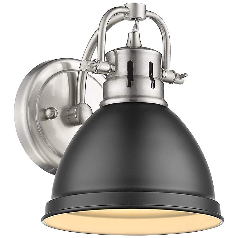 Image 1 Duncan 8 1/2" High Pewter Wall Sconce w/ Matte Black Shade