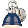 Duncan 8 1/2" High Pewter with Navy Blue Wall Sconce