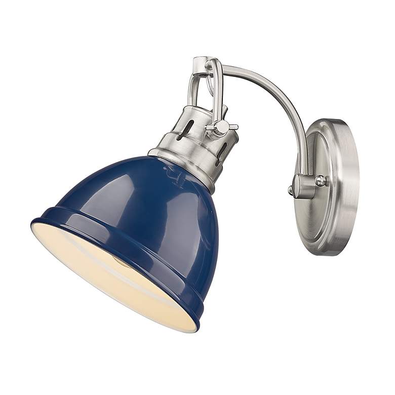 Image 2 Duncan 8 1/2" High Pewter with Navy Blue Wall Sconce more views