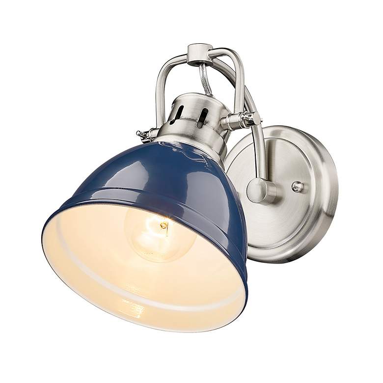 Image 3 Duncan 8 1/2" High Pewter with Navy Blue Wall Sconce more views