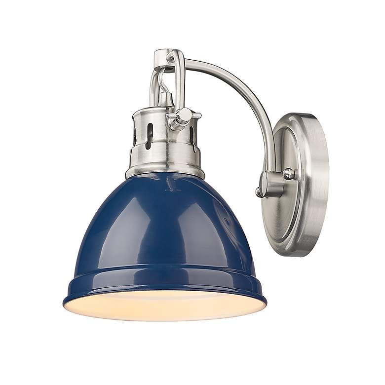 Image 4 Duncan 8 1/2" High Pewter with Navy Blue Wall Sconce more views